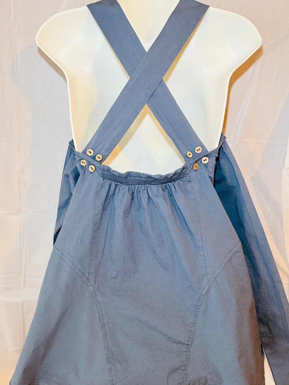 Free People Summer Boho Mini dress Open Back Crisscross adjustable Slate Blue S - Picture 6 of 15